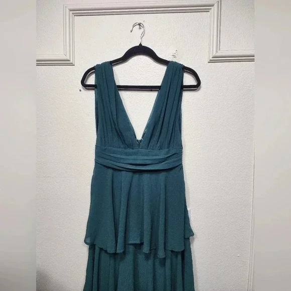 Lulus Amazing Evening Hunter Green Tiered Maxi Dress Size M Wedding Party Formal - Picture 7 of 10